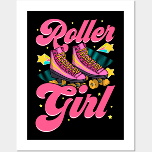 Roller Girl Roller Skate Skating Retro Posters and Art